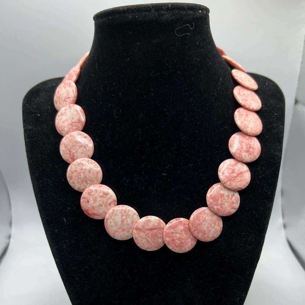 𝅺Pink  Marble Stone‎ Choker Necklace